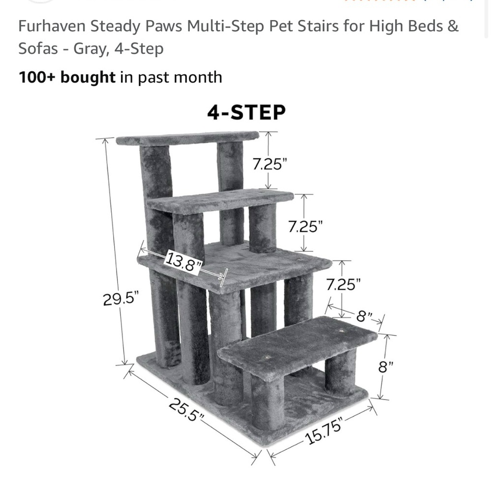 Gray Multi-Step Pet Stairs
For dogs & cats
Brand new comes with box